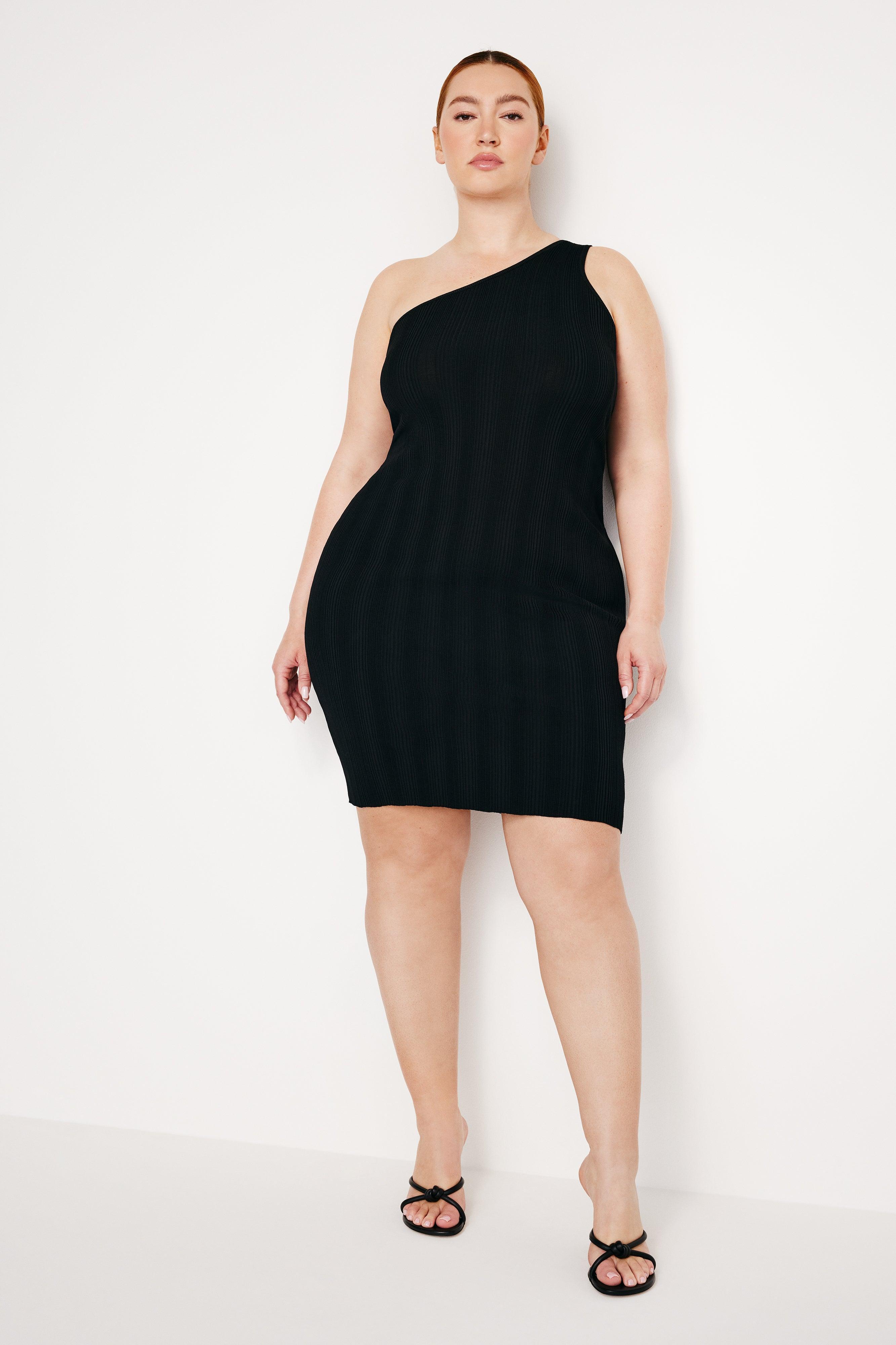 RIBBED KNIT MINI DRESS | BLACK001 Product Image