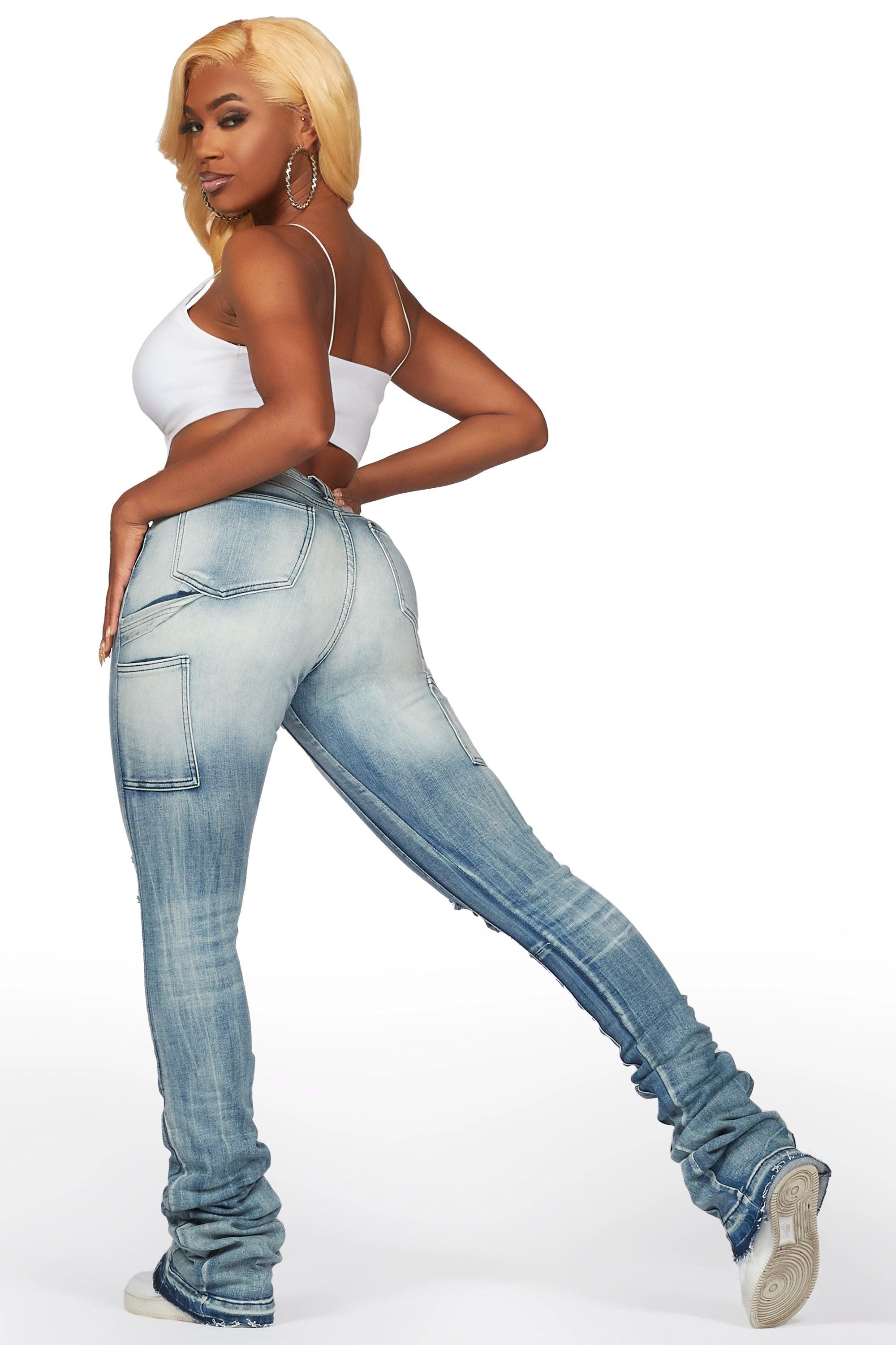 Ashlee Light Wash Super Stacked Jean Female Product Image