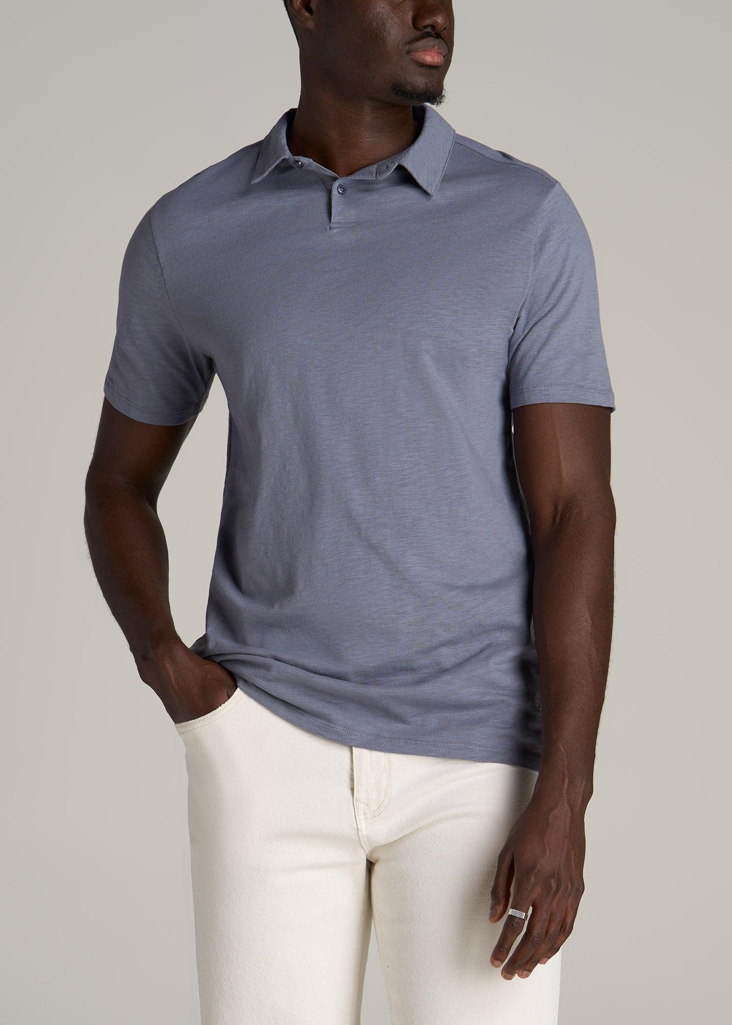 Slub Self Collar Tall Polo Shirt in Skyline Grey Product Image