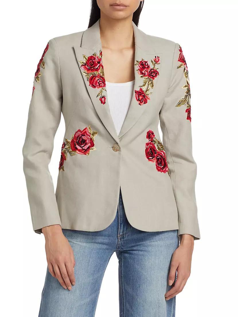 Clementine Embroidered Linen Blazer Product Image