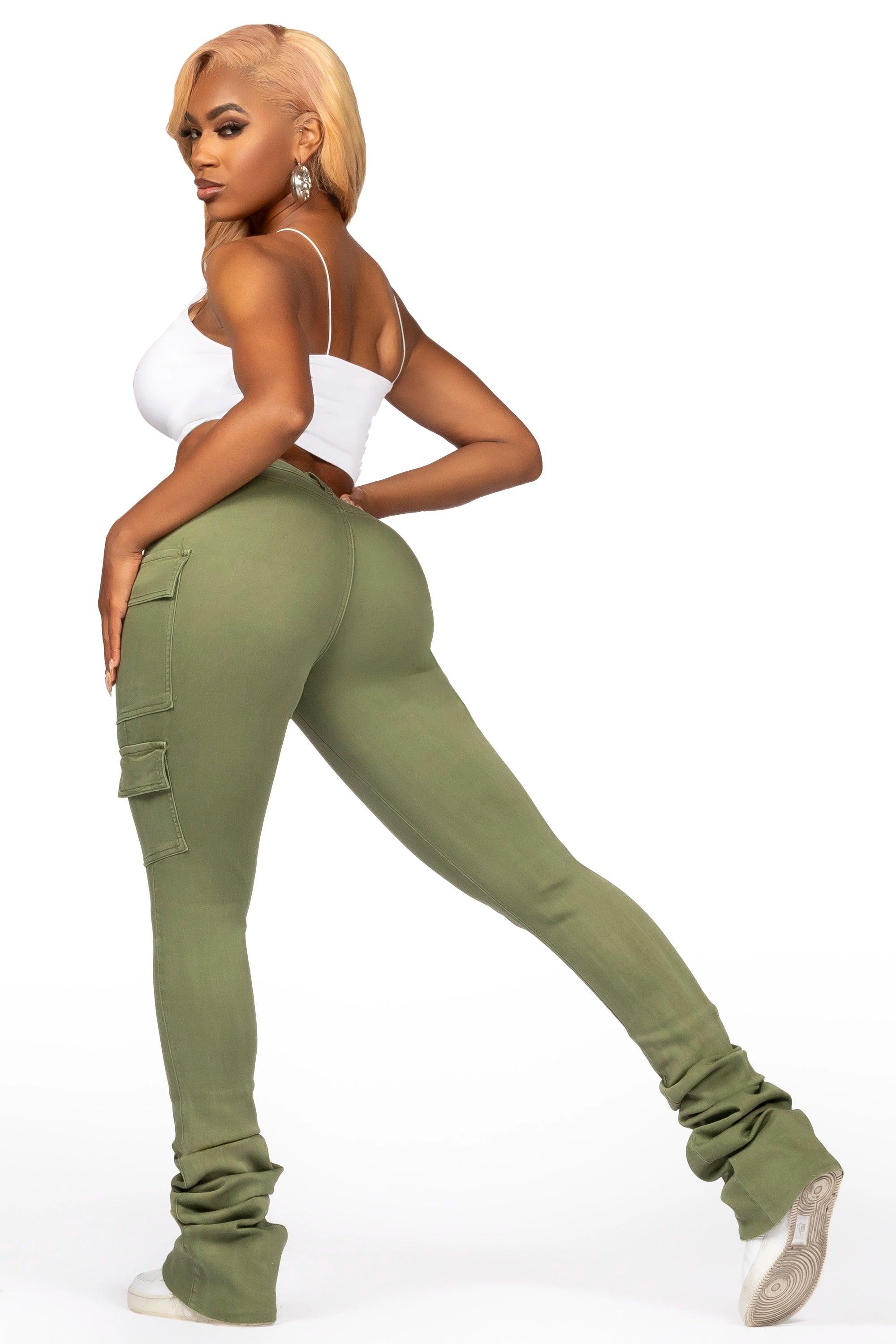 Vixen Olive Cargo Super Stacked Jean Female Product Image