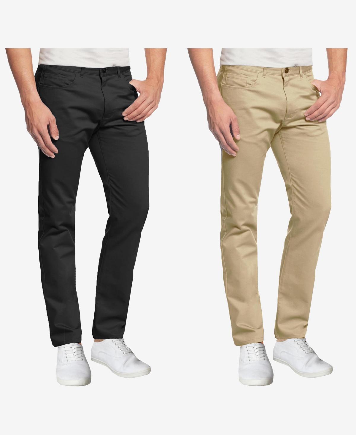 Galaxy By Harvic Mens 5-Pocket Ultra-Stretch Skinny Fit Chino Pants, Pack of 2 - Olive Product Image