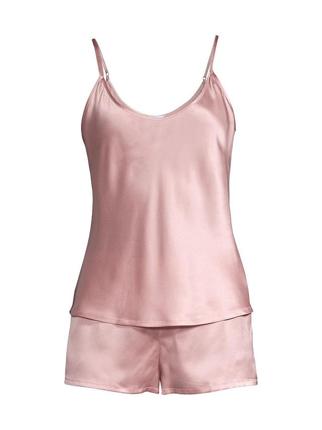 Womens 2-Piece Silk Camisole & Shorts Pajama Set Product Image