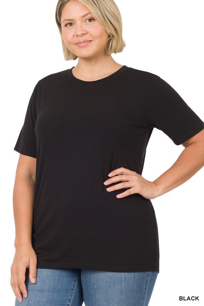 Plus Short Sleeve Round Neck Tee- soft Product Image