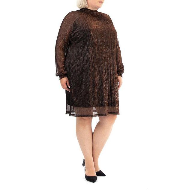 Plus Size Nina Leonard Smockneck Trapeze Dress, Womens Grey Product Image