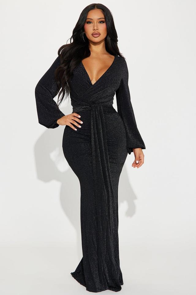 Starry Eyed Glitter Maxi Dress - Black Product Image