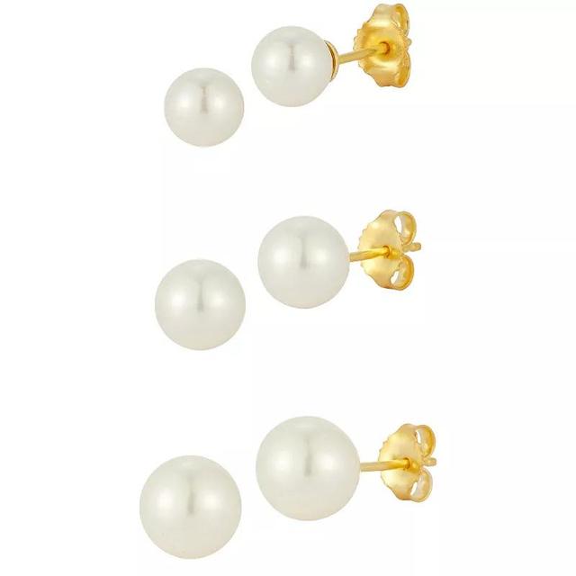 Sunkissed Sterling Freshwater Cultured Pearl Stud Earring Set, Womens, Gold Tone Product Image