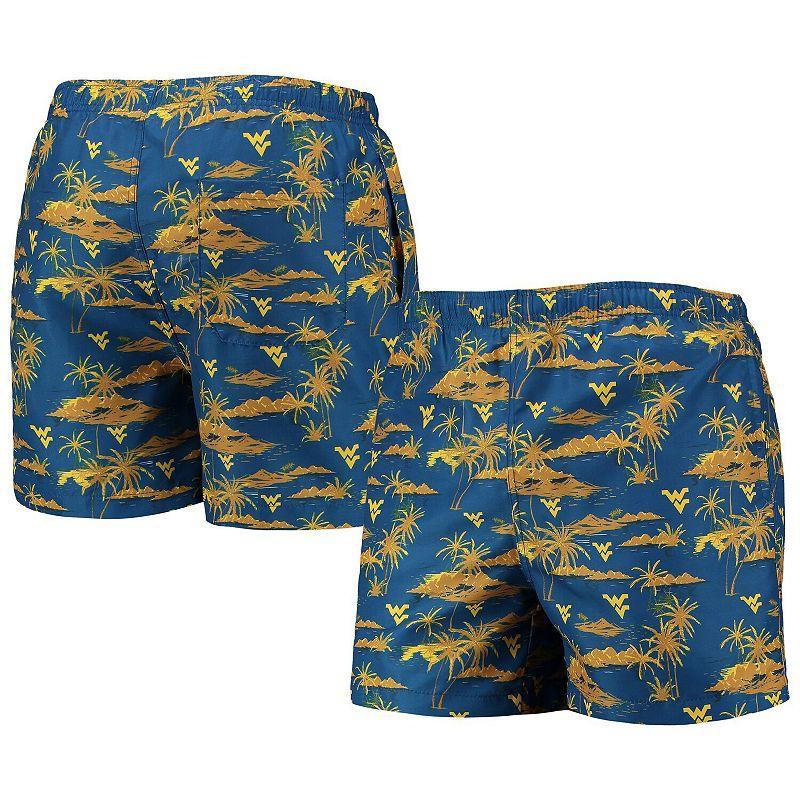 Mens FOCO West Virginia Mountaineers Island Palm Swim Trunks Blue Product Image