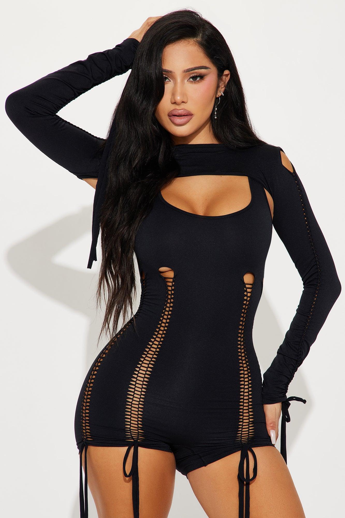 Tone It Down Romper Set - Black Product Image