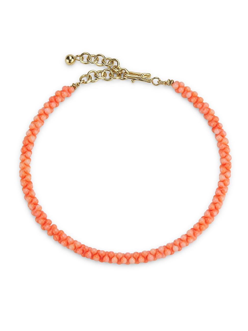 Womens Bubble Goldtone & Coral Beaded Necklace Product Image