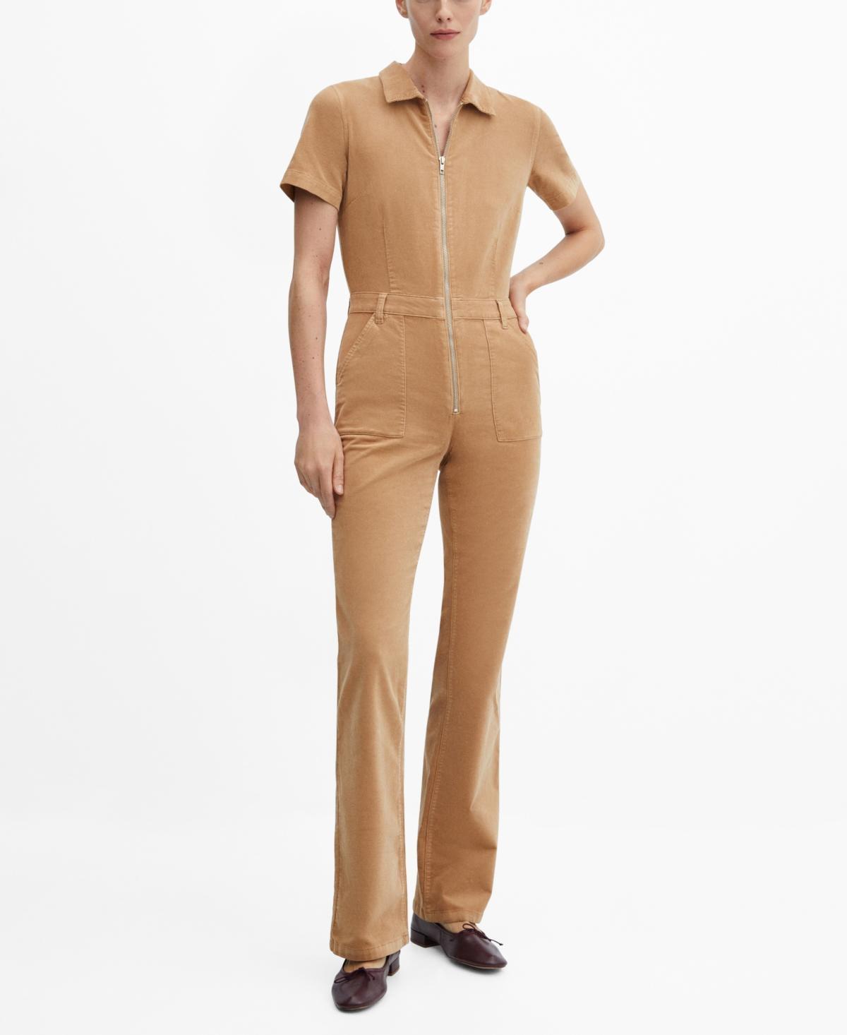 MANGO - Corduroy jumpsuit with zipper medium brownWomen Product Image