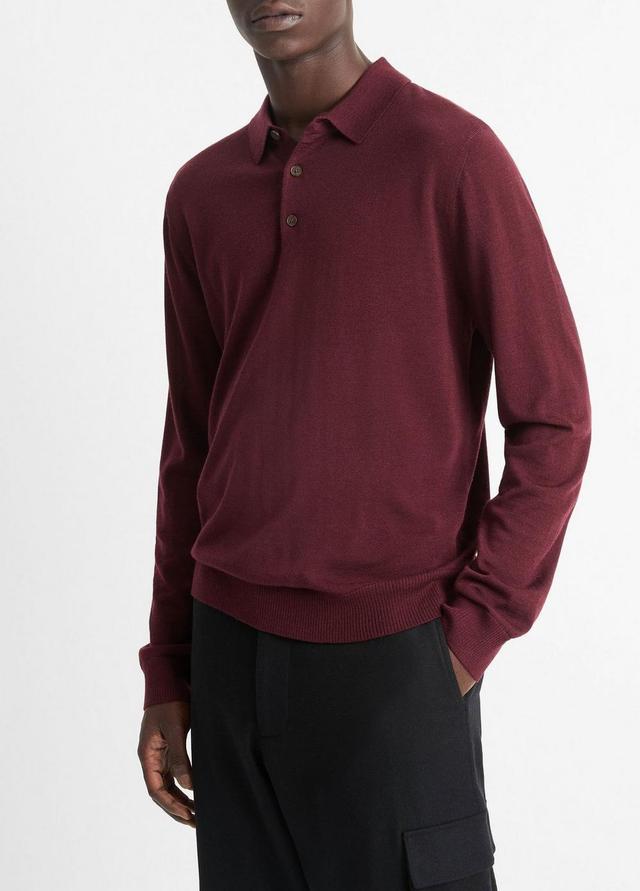 Wool Long-Sleeve Polo Sweater Product Image