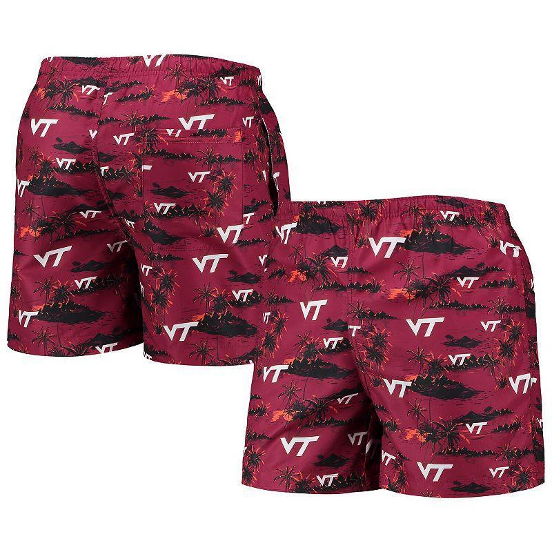 Mens FOCO Maroon Virginia Tech Hokies Island Palm Swim Trunks Product Image