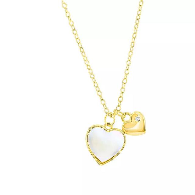 Argento Bella Sterling Silver Mother-of-Pearl Heart Necklace, Womens Gold Tone Product Image