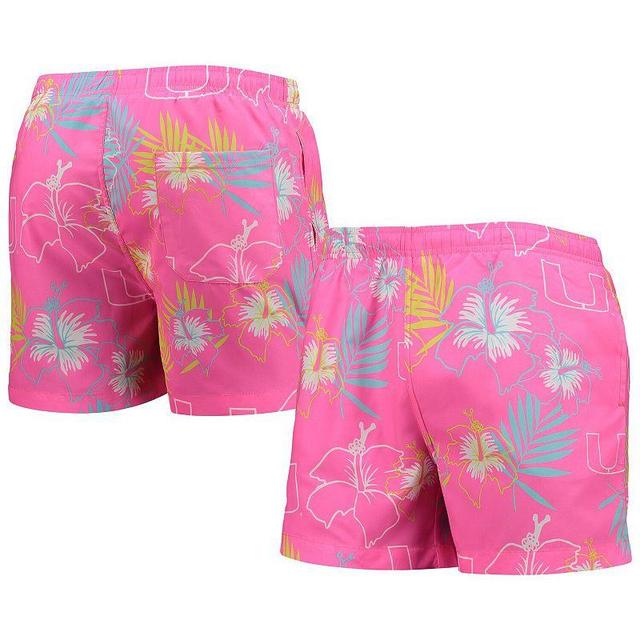 Mens FOCO Miami Hurricanes Neon Floral Swim Trunks Product Image