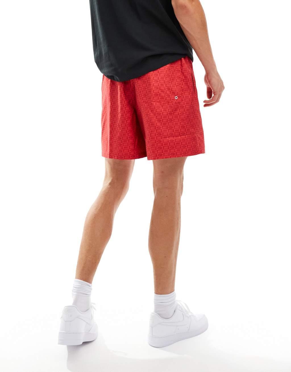 Nike Club monogram shorts in red Product Image