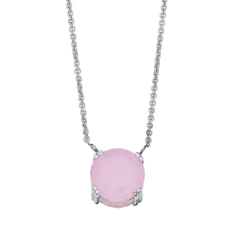 Aleure Precioso Sterling Silver Crystal Pendant Necklace, Womens Pink Product Image