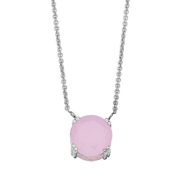 Aleure Precioso Sterling Silver Crystal Pendant Necklace, Womens Pink Product Image