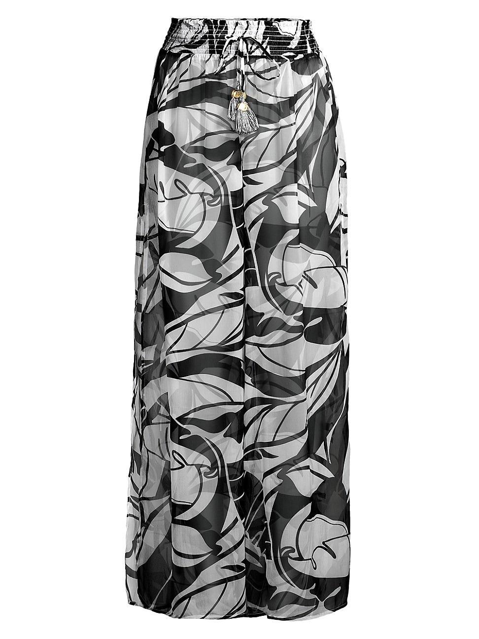 Womens Haley Leaf-Print Wide-Leg Pants Product Image