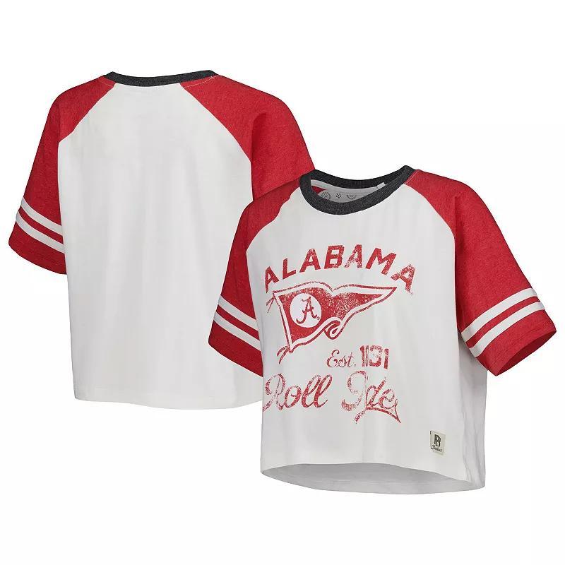 Womens Pressbox Alabama Crimson Tide Melange Beaumont Cropped Raglan T-Shirt Product Image