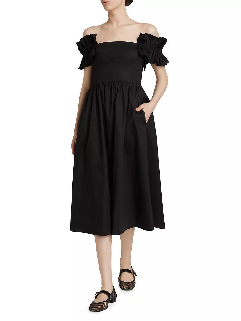 Anais Ruffle-Sleeve Midi-Dress Product Image