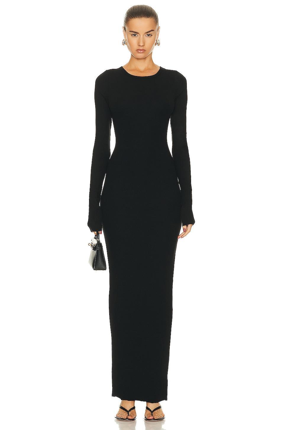 Eterne Long Sleeve Crewneck Maxi Dress in Black - Black. Size XL (also in L, M, S, XS). Product Image