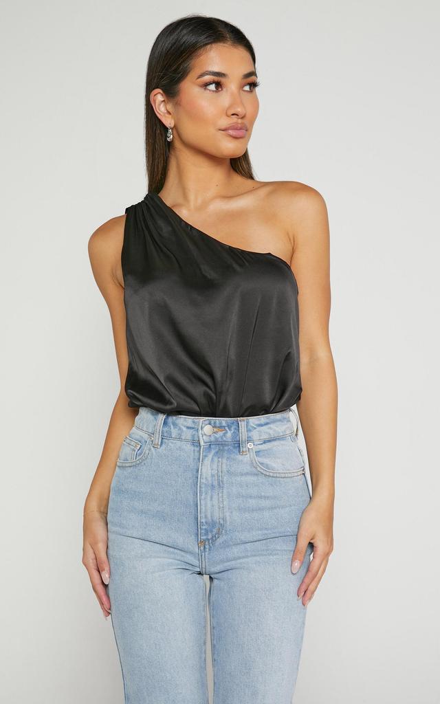 Bridie Bodysuit - One Shoulder Bodysuit in Black Product Image