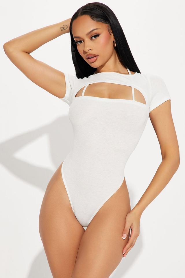 Just Another Day Short Sleeve Bodysuit - White Product Image