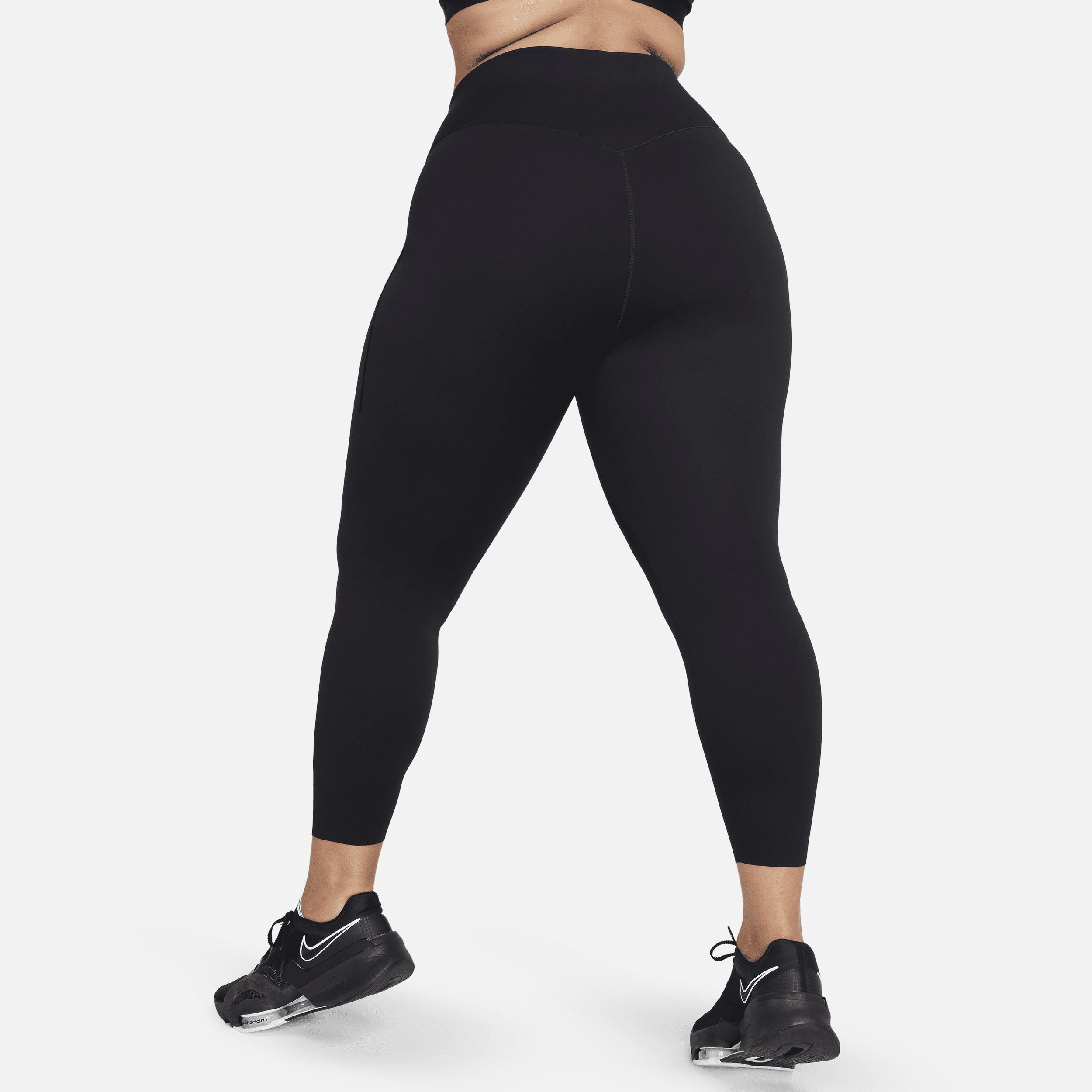 Nike Women's Universa Medium-Support High-Waisted 7/8 Leggings with Pockets (Plus Size) in Black, Size: 3X  Product Image