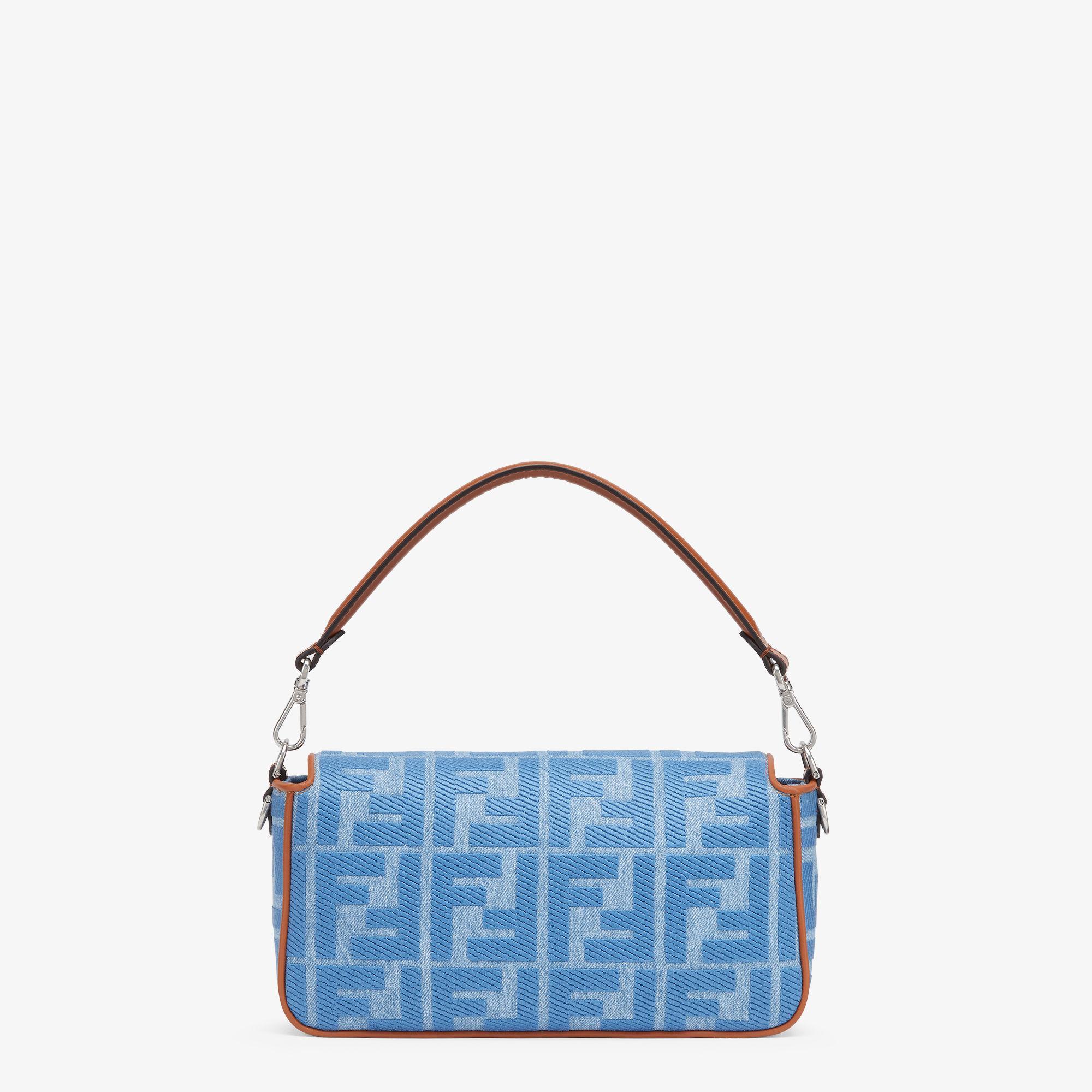 BaguetteLight blue denim bag with FF embroidery Product Image