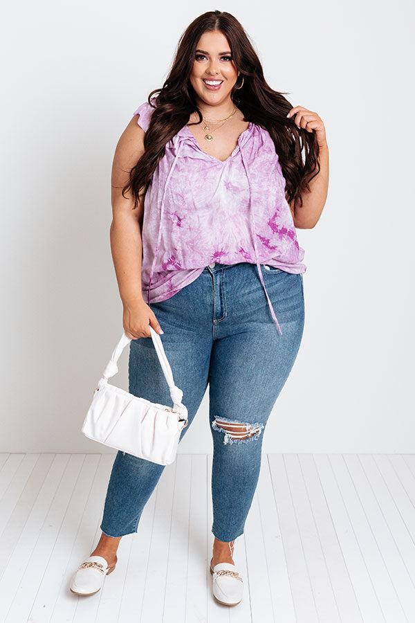 Sweet On Summer Tie Dye Shift Top in Purple Curves Product Image