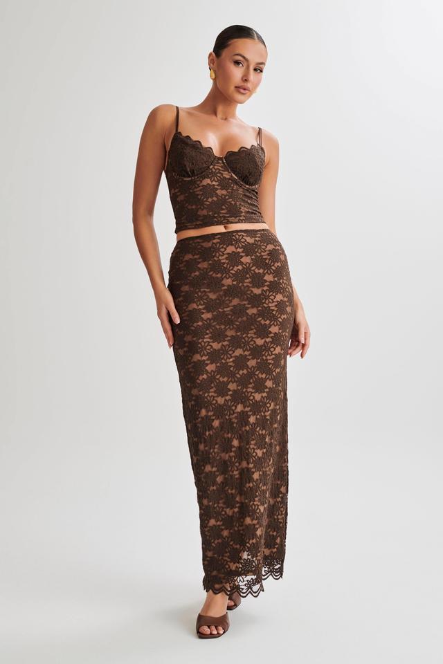 Elska Lace Maxi Skirt - Chocolate Product Image