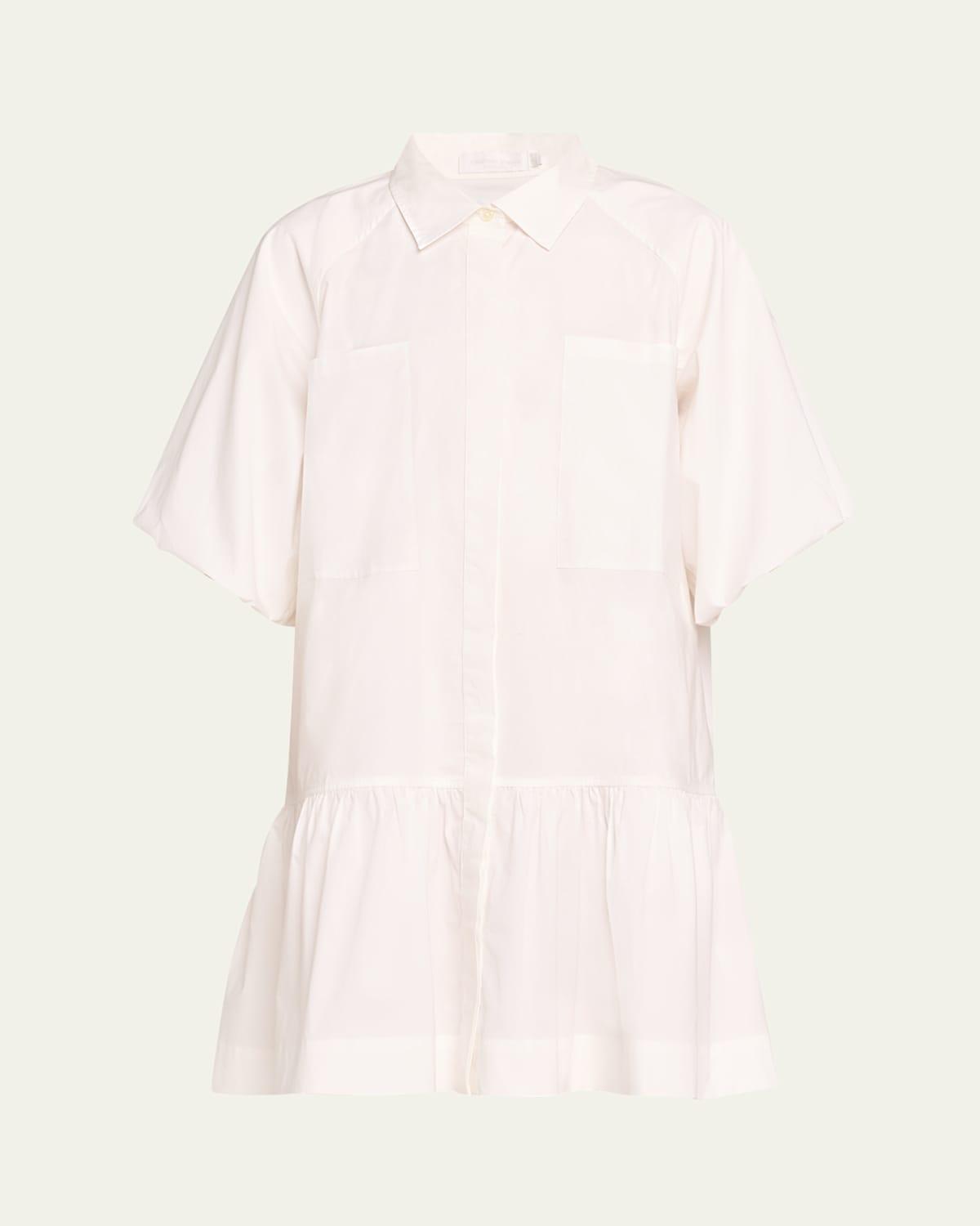 Crissy Puff-Sleeve Cotton Poplin Mini Shirtdress Product Image