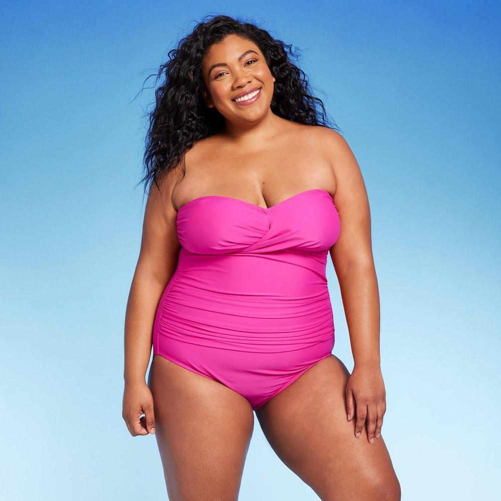 Womens Full Coverage Tummy Control Twist-Front One Piece Swimsuit - Kona Sol Pink Product Image