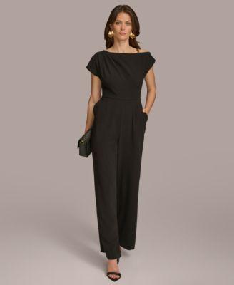 Donn Karan Women's Hardware-Trim Asymmetric-Neck Jumpsuit Product Image