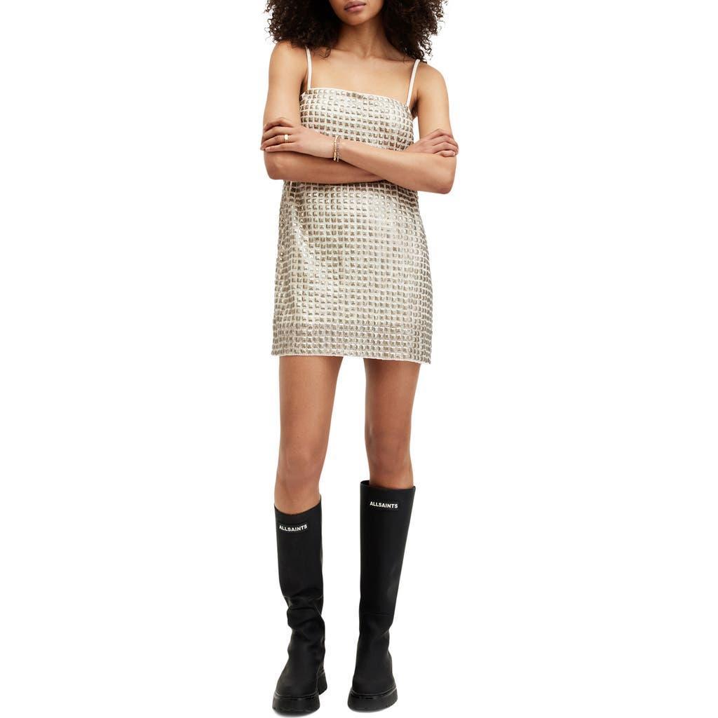 Opeline Embellished Mini Dress In White/gold Product Image