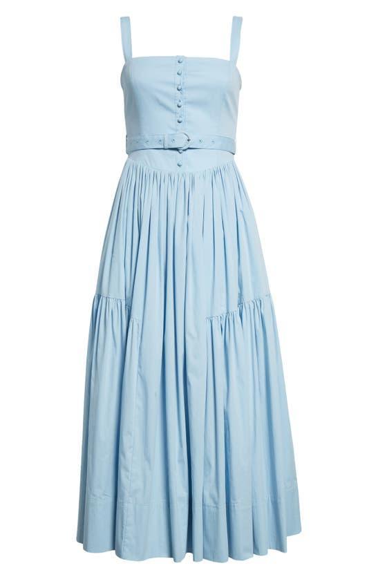 Amber Belted Poplin Midi Pinafore Dress In Skylight Product Image