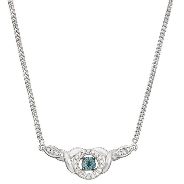 HDI Sterling Silver 1/10 Carat T.W. Blue Diamond Necklace, Womens Product Image