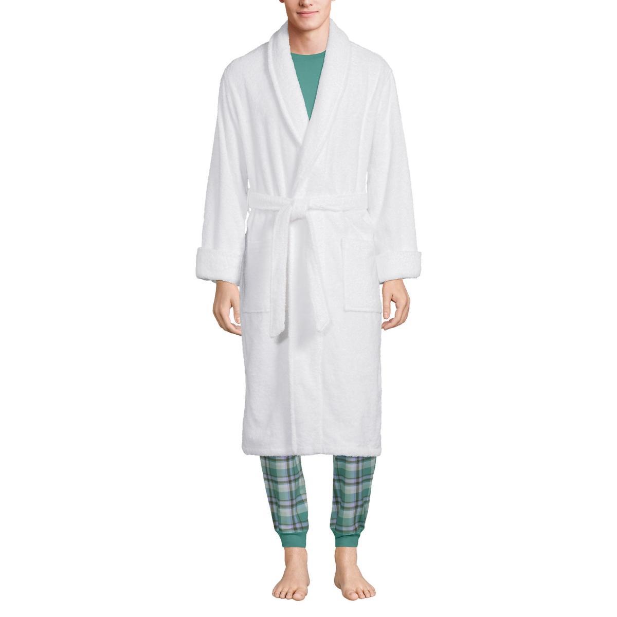 Big & Tall Lands End Calf-Length Turkish Terry Robe, Mens Rich Red Product Image