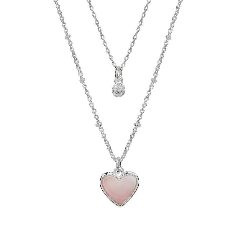 LC Lauren Conrad Silver Tone Multistrand Heart Pendant Necklace, Womens Product Image