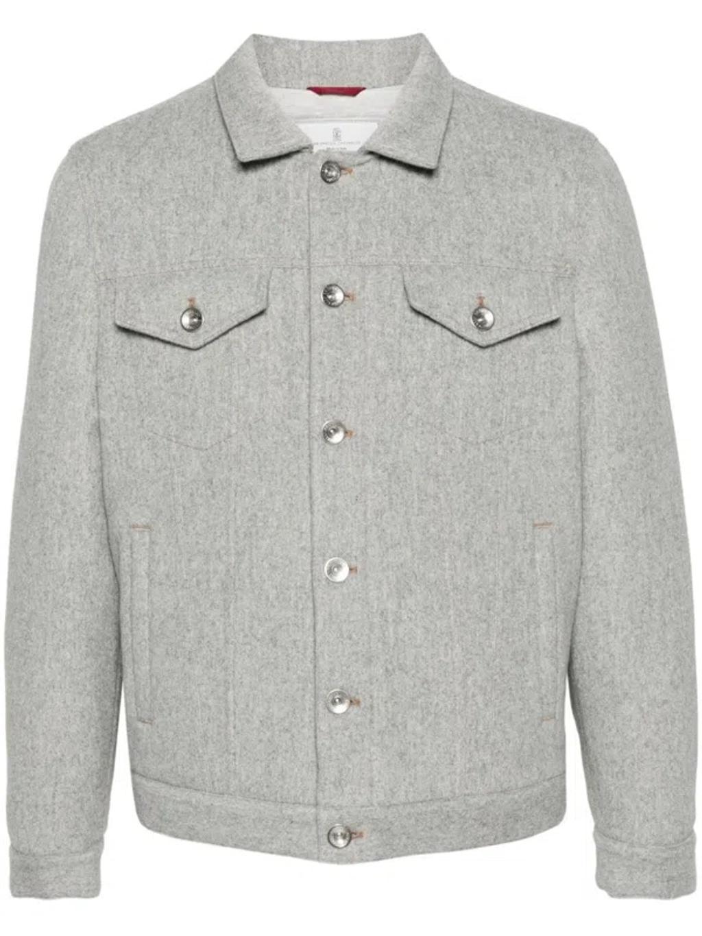 Men's Wool Jacket In Light Grey Product Image