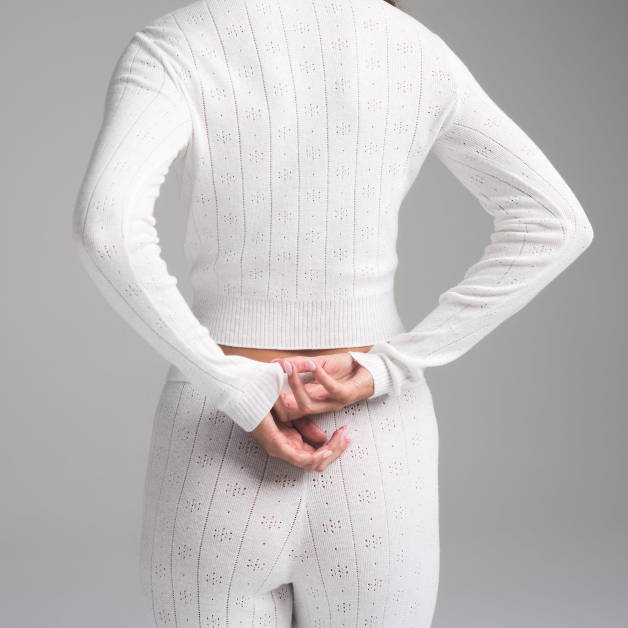 SWEATER POINTELLE LONG SLEEVE TOP | MARBLE Product Image