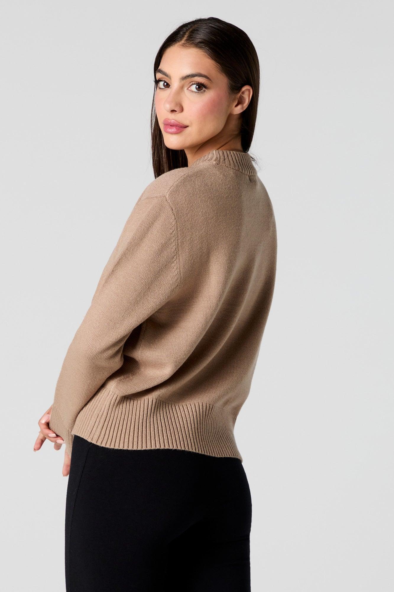 Ribbed Trim Crewneck Sweater Female Product Image