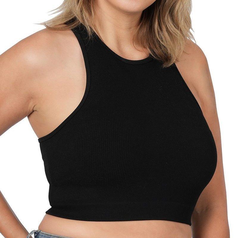 Plus Cropped And Ribbed Racerback Top- 3 Colors product image