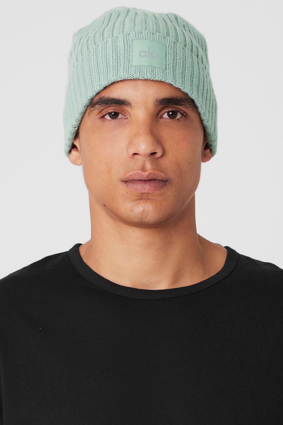 Cashmere Blend Rib Beanie - Icy Sage Male Product Image