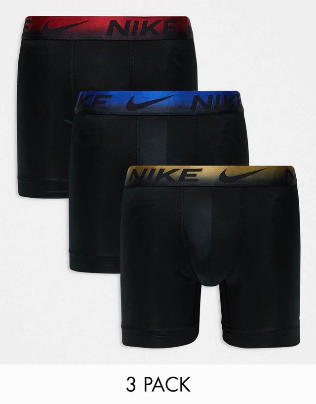 Nike Essential Microfiber 3 pack boxer briefs with colored waistband in red/gold/blue Product Image