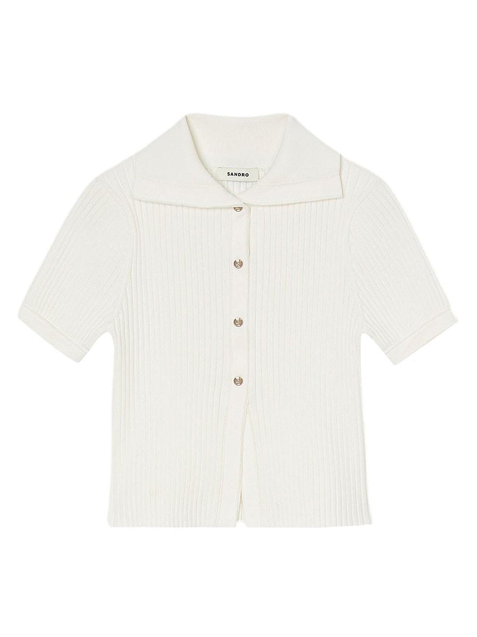 sandro Fynn Rib Short Sleeve Cardigan Product Image