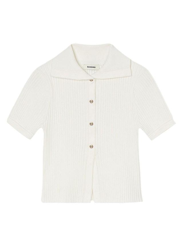 sandro Fynn Rib Short Sleeve Cardigan Product Image