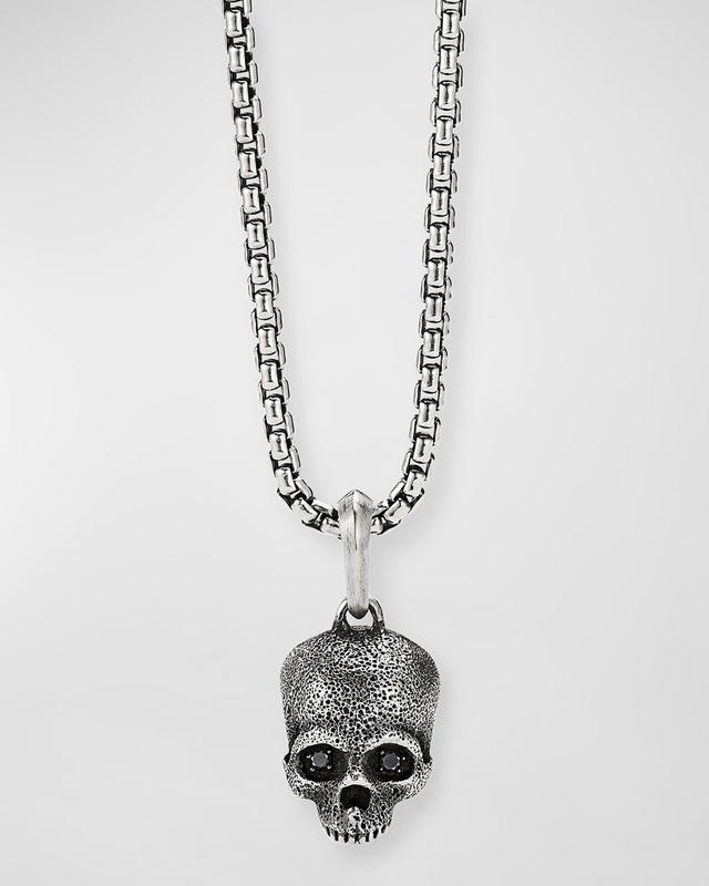 Mens Memento Mori Skull Amulet with Pav Black Diamonds Product Image