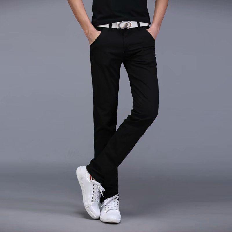 Mid Rise Plain Slim Fit Pants Product Image